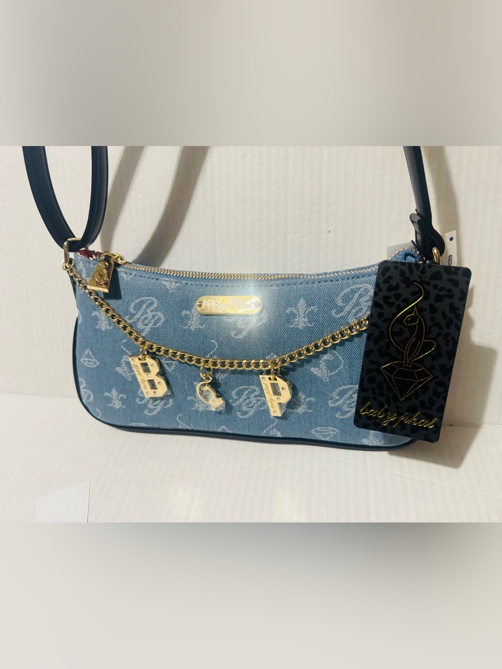 Baby Phat Blue Logo Charm denim  Shoulder Bag BNWT